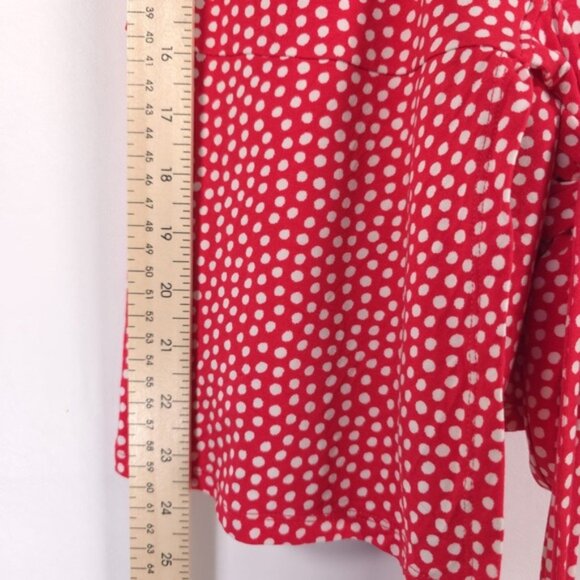 Boden Viscose Blend Wrap Tie V Neck Short Sleeve Top Polka Dot J0664 Size 8P‎ - Picture 6 of 9